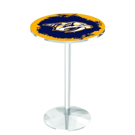 Holland Bar Stool Co 42" Chrome Nashville Predators Pub Table L214C4228NshPre